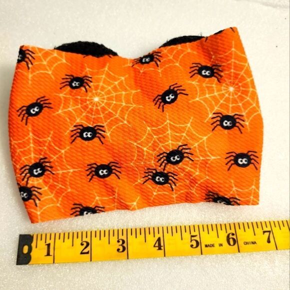 Minnie Mouse Ears Halloween Spider Orange Sequin Baby Headband - Picture 2 of 2